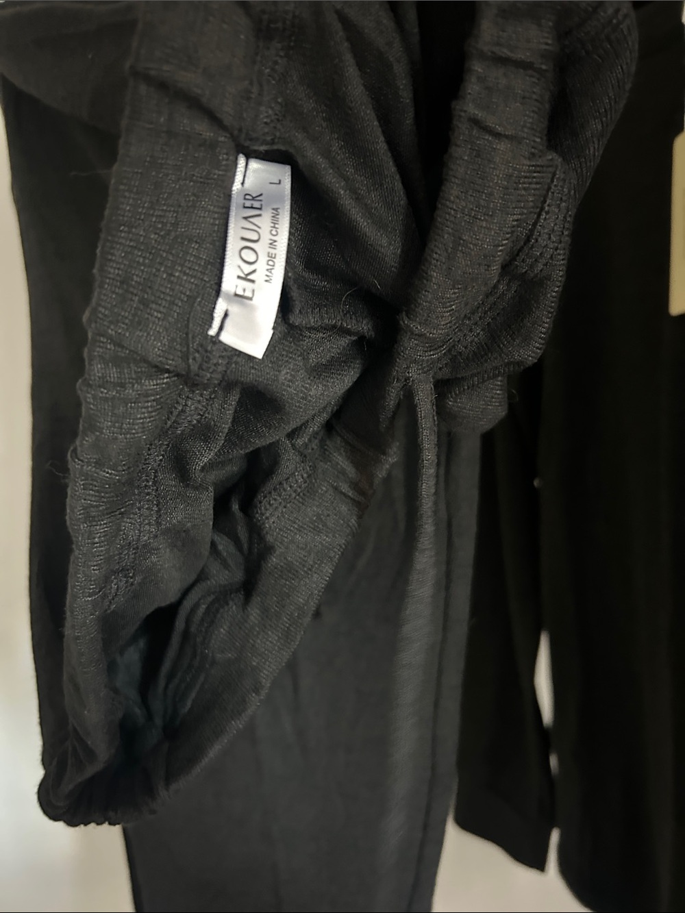New ekouaer L Black long sleeve top pants stretchy loungewear Set - Picture 8 of 10